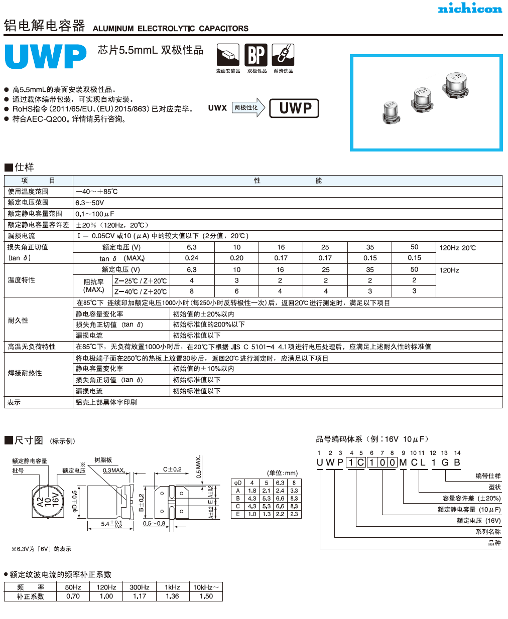 UZP芯片双极性品铝电解电容